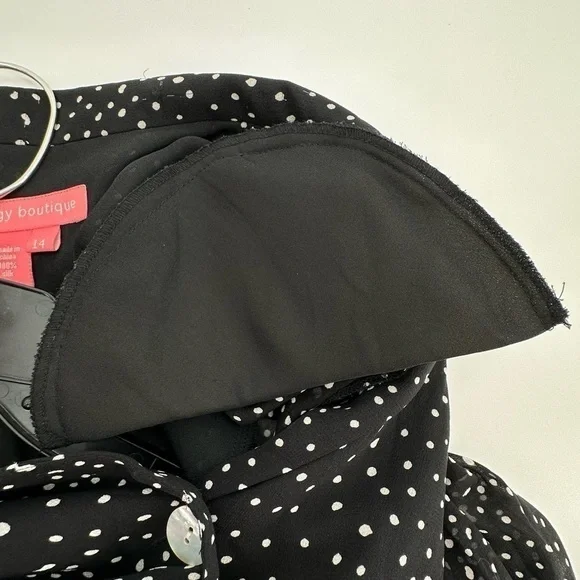 Maggie Boutique Vintage Black/White 100% Silk Lined Blouse Women’s Size 14 - Picture 8 of 14